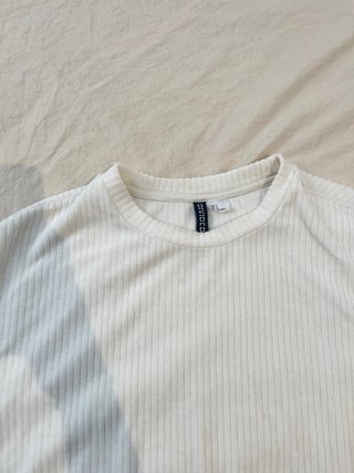 Sudadera H&M blanca canalé talla S