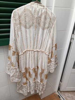 Vestido PALAK blanco y dorado talla única