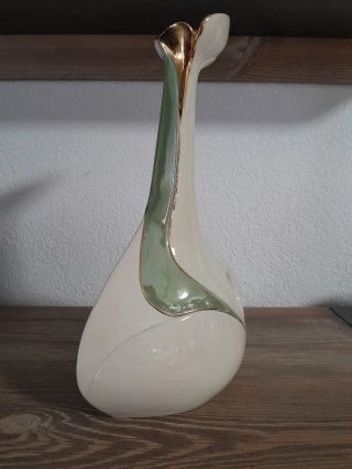 Jarrón de porcelana Galos beige y dorado
