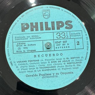 Osvaldo Pugliese Y Su Orquesta - Recuerdo LP
