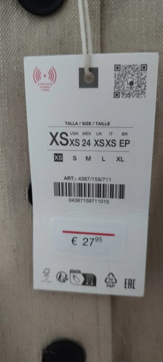Chaleco Zara Beige Talla XS Con etiqueta.