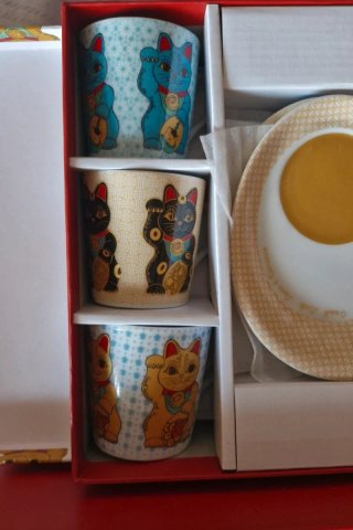 6 Chávenas Café Maneki Neko Porcelana