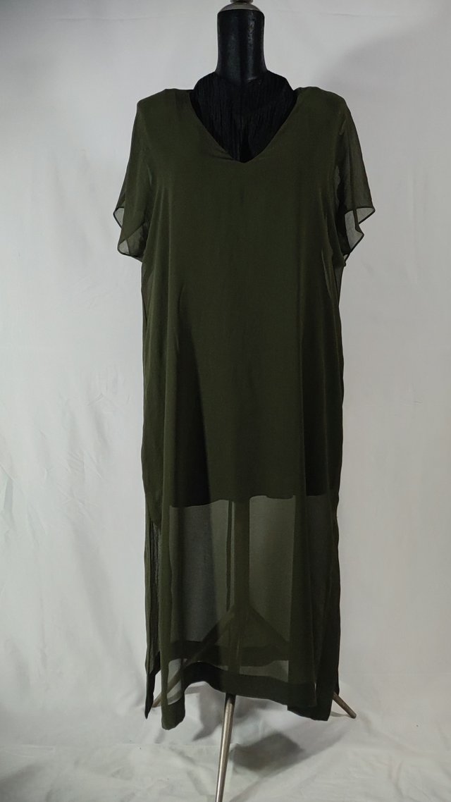 Abito Lungo Zara Verde Oliva Taglia XL