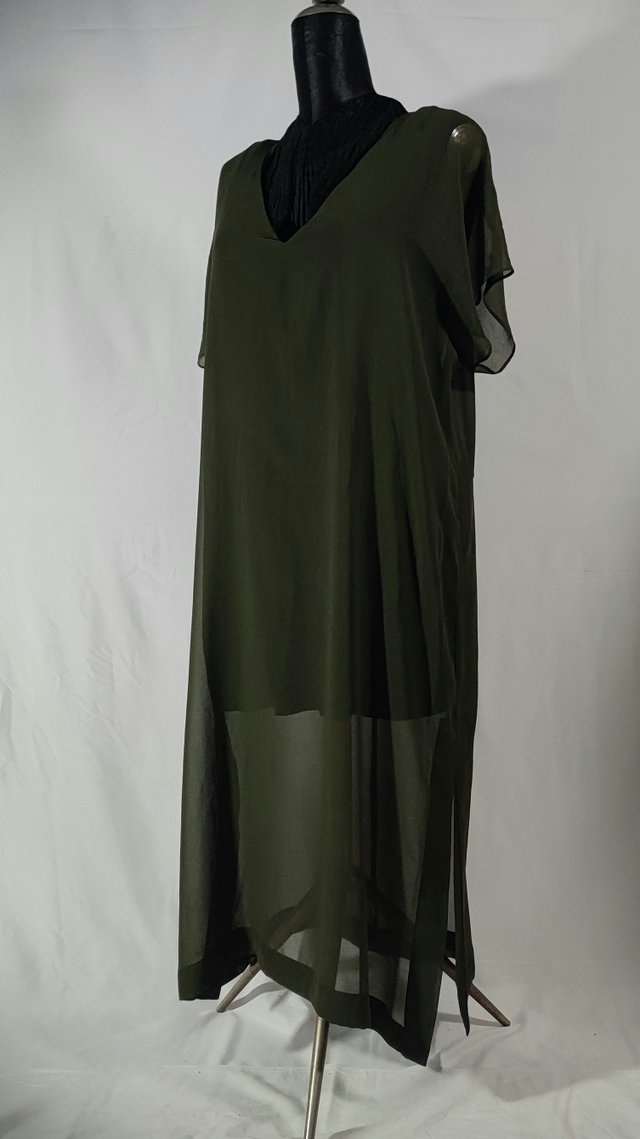 Abito Lungo Zara Verde Oliva Taglia XL