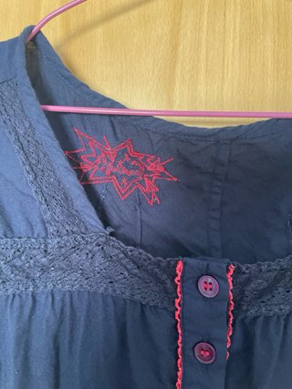 Top Desigual Azul Talla M Bordado