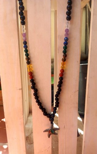 Collar onix y agatas con colgante y estrella  mar