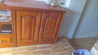 Mueble de salón madera y cristal