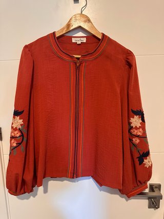 Chaqueta Cerise Blue bordada cremallera S