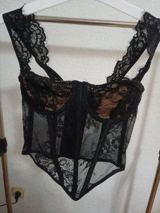 Top Corsé Encaje Negro Lefties Talla XS