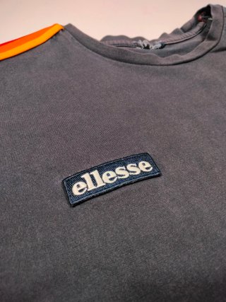 Ellesse Camiseta Negra Hombros Rayas Vintage Hombr
