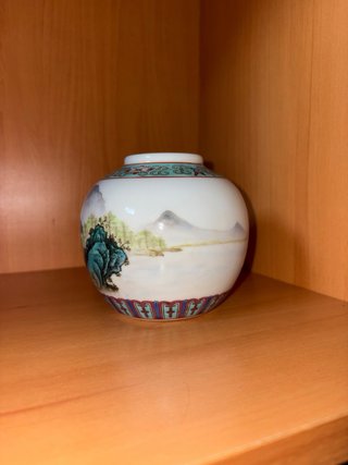 Jarrón porcelana paisaje oriental chino
