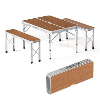 Wiltec | Tavolo alluminio pieghevole con panche · Metallo