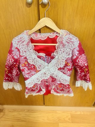 Traje de Fallera Rojo y Plateado