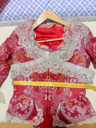 Traje de Fallera Rojo y Plateado