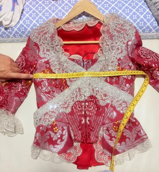 Traje de Fallera Rojo y Plateado