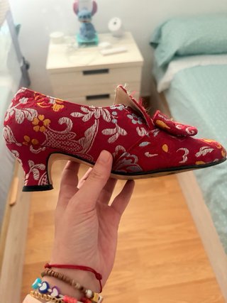 Traje de Fallera Rojo y Plateado