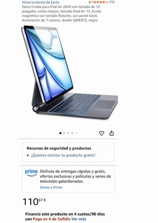 Teclado Earto iPad Pro 13 QWERTZ Trackpad Magic