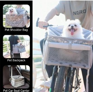Mochila Transportín Mascota para Bicicleta,  Gris