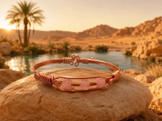 Pulsera Cuarzo Fresa y cobre.
