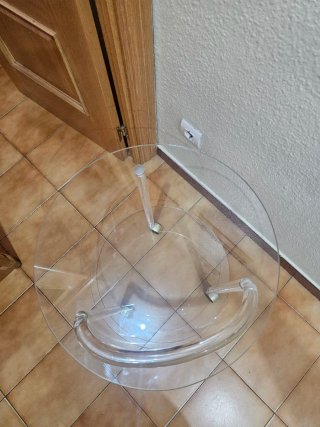 Mesa auxiliar redonda cristal con ruedas