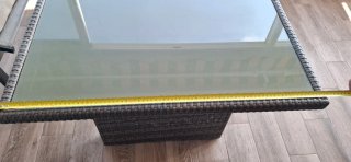 Mesa de jardín imitacion ratan y cristal