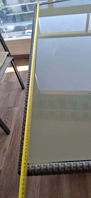 Mesa de jardín imitacion ratan y cristal