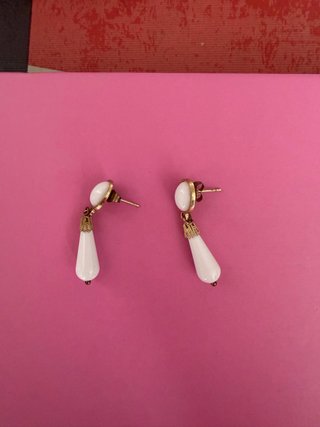 Pendientes Flamencos Lágrima Blanco y Dorado