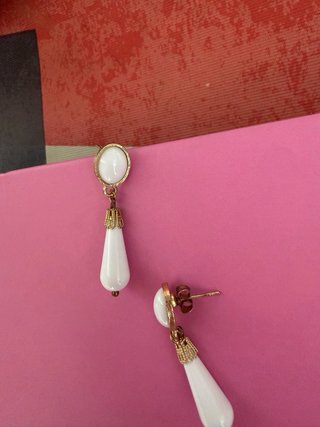 Pendientes Flamencos Lágrima Blanco y Dorado