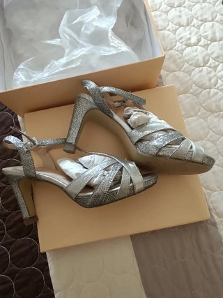 Sandalias fiesta plateadas mujer