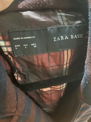 Abrigo Zara Rayas Marrón y Azul