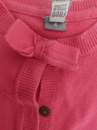Chaqueta punto cuello redondo lazo