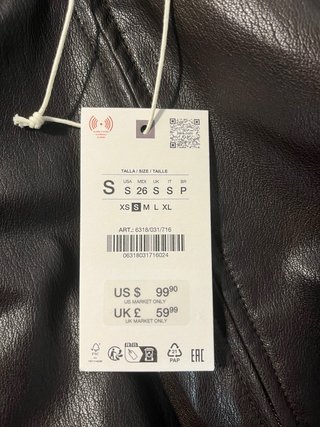 Cazadora efecto piel Zara mujer Talla S