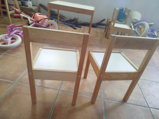 Mesa y 2 Sillas Infantiles Madera Blanca