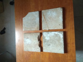 4 Baldosas Cerámicas Flor Azul