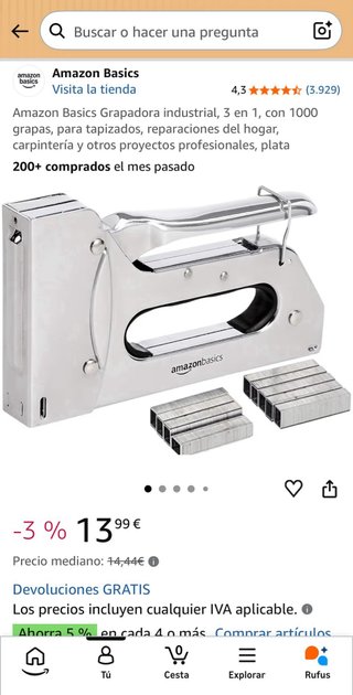 NUEVA: Grapadora Industrial Amazon Basics 3 en 1