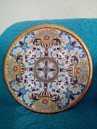 Plato CEARCO, pintado a mano esmalte oro de ley