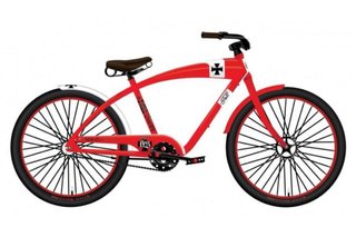 Bicicletta con ruote rosse