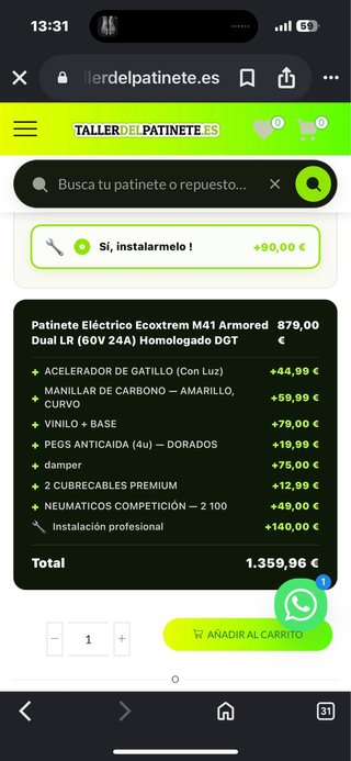 PATINETE ELECTRICO ECOXTREME ARMORED AMARILLO