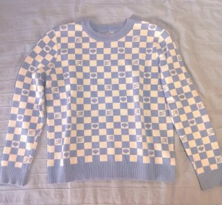 Jersey elástico cuadros azul y blanco