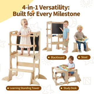 Torre di apprendimento Montessori pieghevole con lavagna