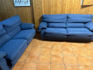 Sofá 3 plazas azul tela lavable