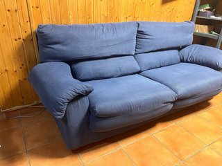 Sofá 3 plazas azul tela lavable
