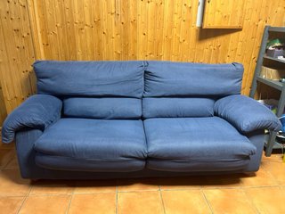 Sofá 3 plazas azul tela lavable