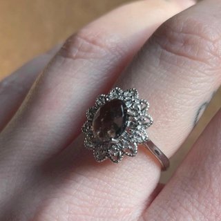 Anello Argento Placcato Quarzo Fumé