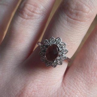 Anello Argento Placcato Quarzo Fumé