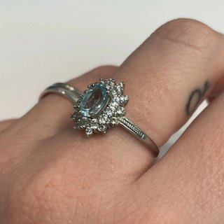 Anello Argento Placcato Acquamarina