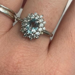 Anello Argento Placcato Acquamarina