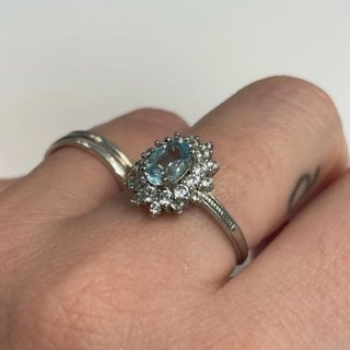 Anello Argento Placcato Acquamarina