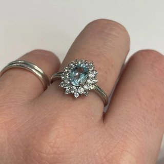 Anello Argento Placcato Acquamarina