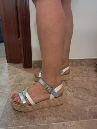 Sandalias de plataforma de piel real